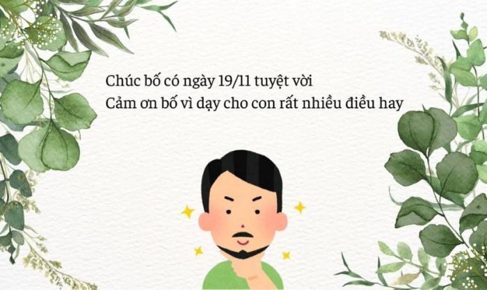 Mẫu thiệp chúc mừng ngày Quốc tế Đàn ông 19/11 cho bố sang trọng