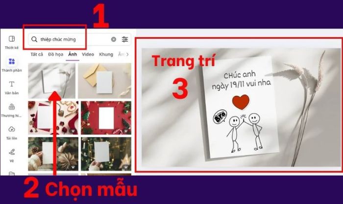 Cách tạo thiệp chúc mừng ngày Quốc tế Đàn ông trực tuyến