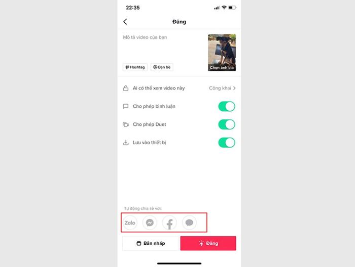 Bước 6: Ứng dụng TikTok sẽ tự động chuyển đến giao diện đăng tải video slow motion. Bạn có thể chỉnh sửa quyền riêng tư và dễ dàng chia sẻ video lên các mạng xã hội khác nhau.
