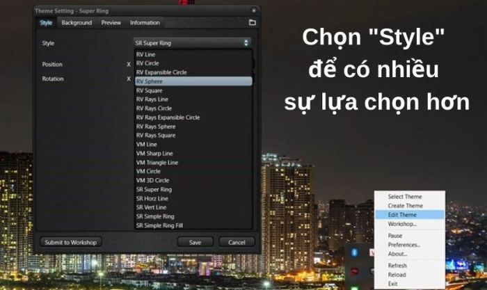 Phần mềm X Music Visualizer cung cấp nhiều tùy chọn style đa dạng để tạo video sóng nhạc
