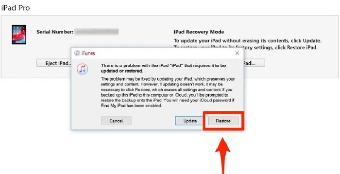 Cách mở lại mật khẩu iPad khi quên mật khẩu bằng Recovery Mode