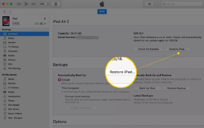 Sử dụng phần mềm iTunes để đồng bộ hóa thiết bị với máy tính của bạn.