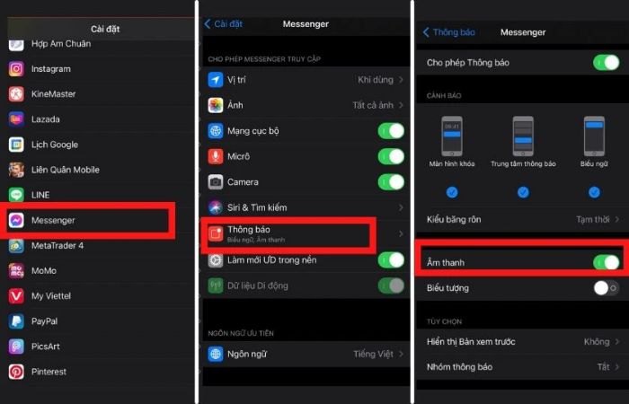Tắt âm thanh trên Messenger
