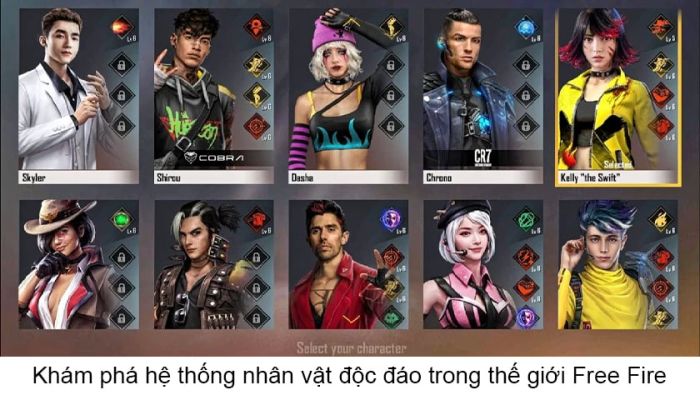 Game Free Fire (ff) Garena vn có các nhân vật nào?
