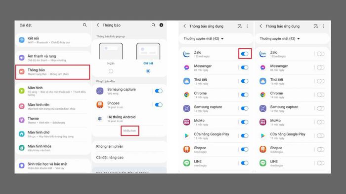 Hướng dẫn tắt thông báo ứng dụng trên điện thoại Samsung Android qua cài đặt