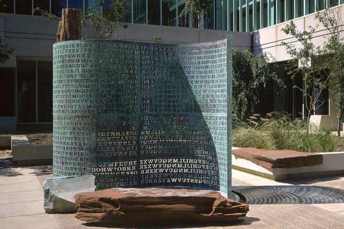 Image of the sculpture Kryptos.