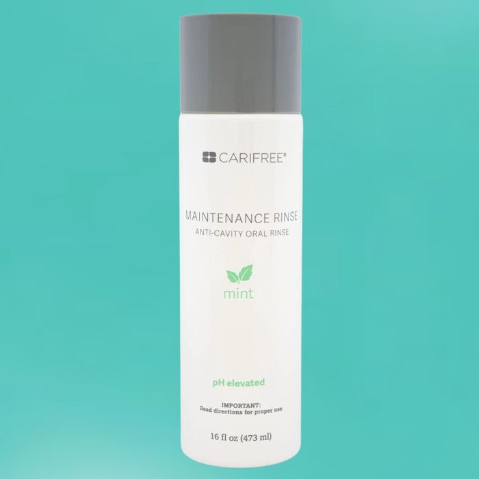 A mint-flavored anti-cavity mouthwash