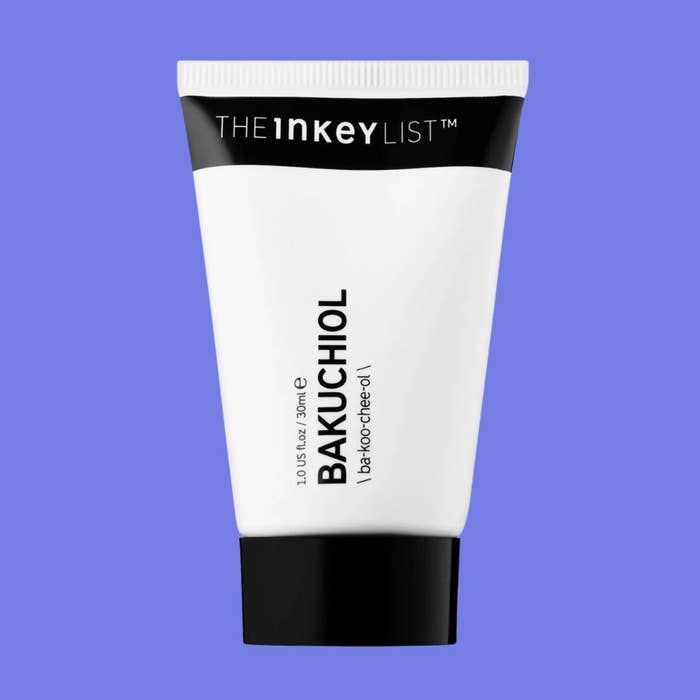 The image displays a tube of The Inkey List Bakuchiol, a skincare product.
