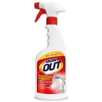 A spray bottle of Iron Out stain remover.