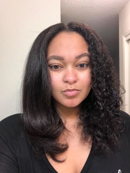 Reviewer who used the hot air brush to straighten their tight curly hair