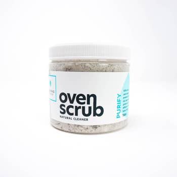 A jar of the oven scrub ready to be used.