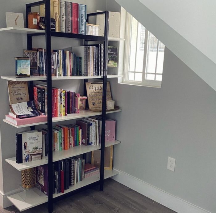 A reviewer’s photo of their bookshelf
