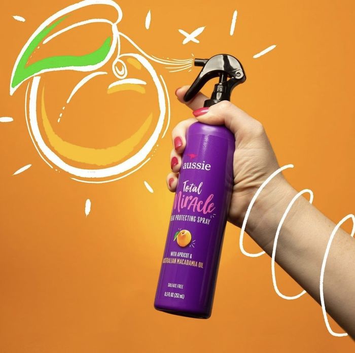 A bottle of heat protection spray