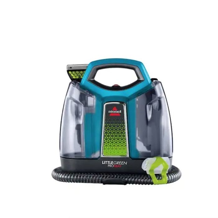 the compact green Bissell carpet cleaning machine