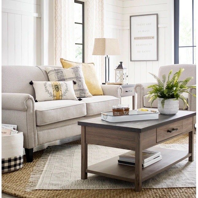 A faux fern elegantly placed on a coffee table in a living room setting