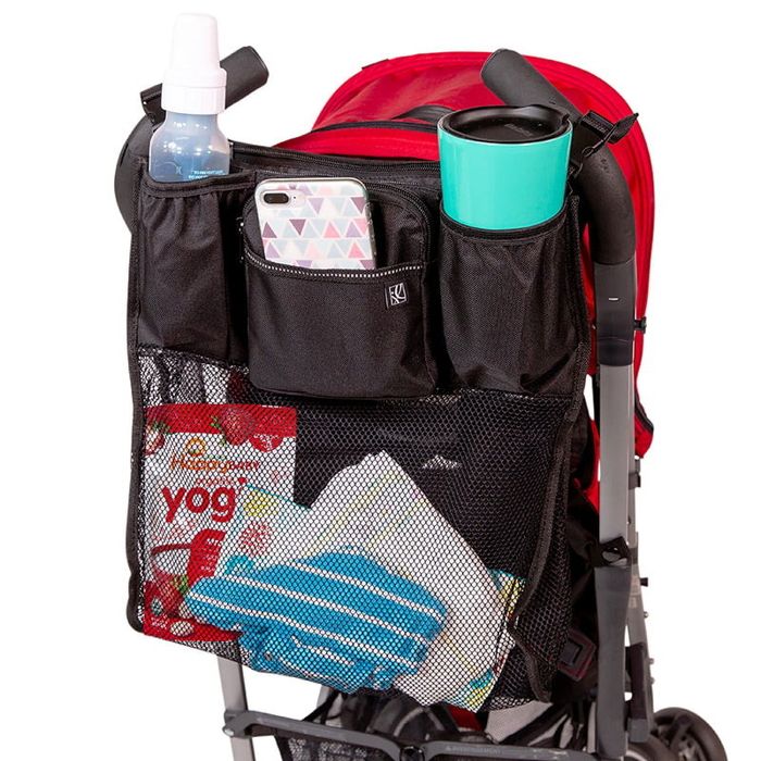 The stroller organizer, designed for easy access and organization while on the go.