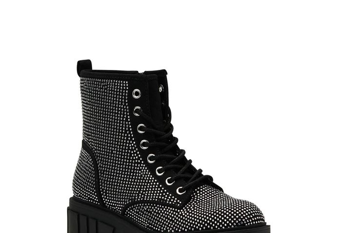 The black lace-up boots with a sturdy, chunky sole