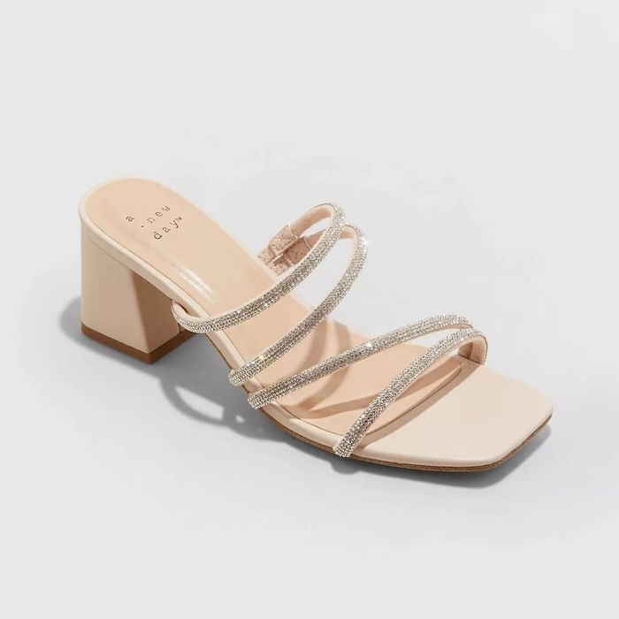 Mule heels with glittery straps