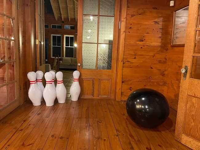 inflatable bowling ball and pins set