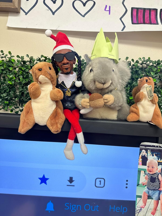 Snoop Dogg figure placed on a computer desk