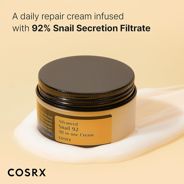 A container of snail mucin moisturizer
