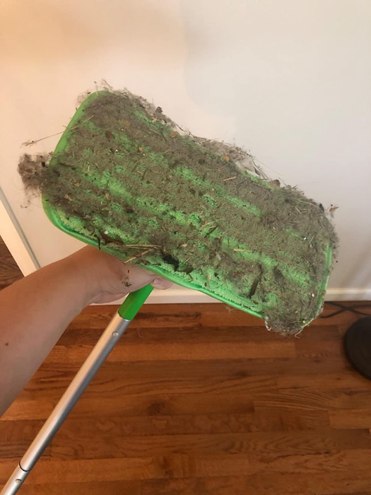 Another reviewer's mop pad, now covered in dust.