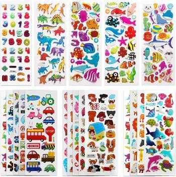Sheets of puffy stickers