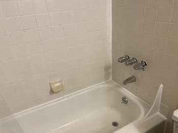 A reviewer’s bathroom completely cleaned and free of mold.