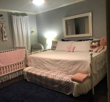 A photo shared by a reviewer showcasing a queen-sized trundle daybed.