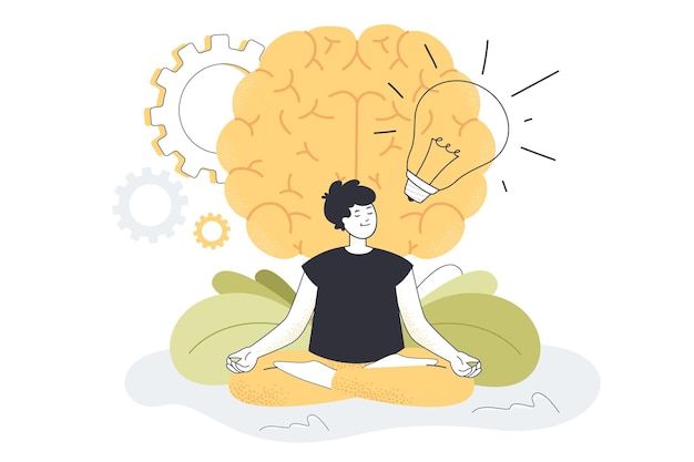Hình vector người trẻ tuổi thực hành các bài tập yoga cho sức khỏe tinh thần và cơ thể