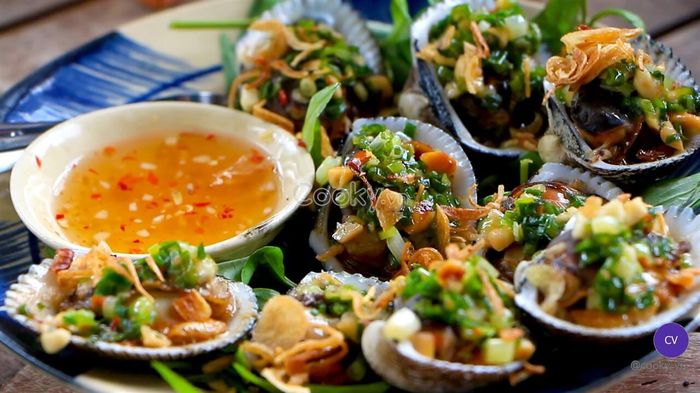 sò nướng mỡ hành