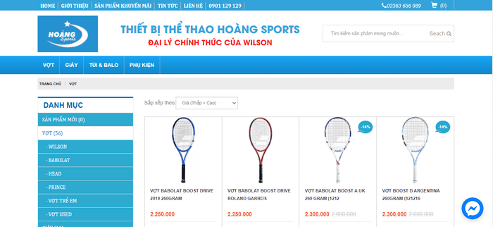 Cửa hàng tennis tại Đà Nẵng