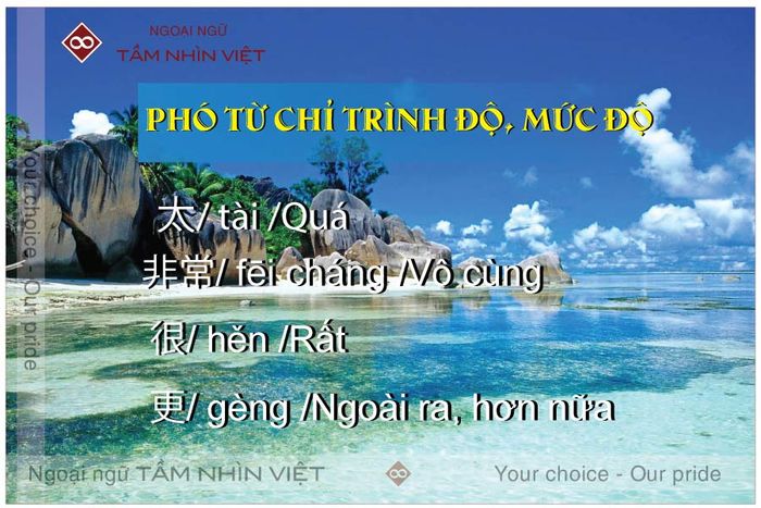 Phó từ chỉ mức độ trong tiếng Trung