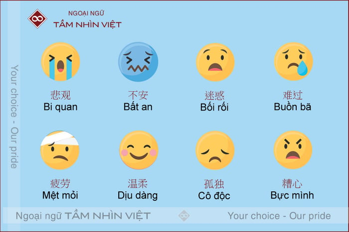 Tính từ từ vựng mô tả về trạng thái cảm xúc tiếng Trung