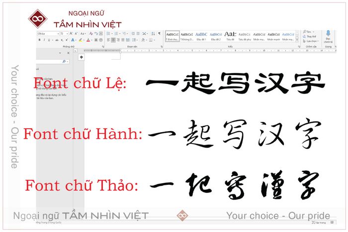 Các font chữ Hán thư pháp