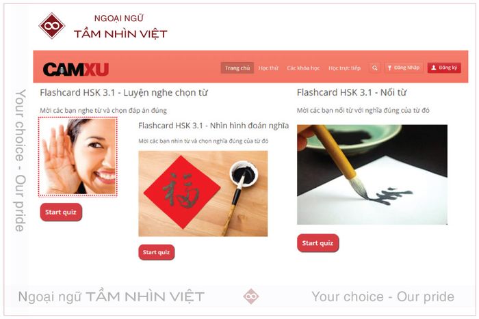 Các khoá học trực tuyến miễn phí và hiệu quả từ trang web Tiếng Trung Cầm Xu