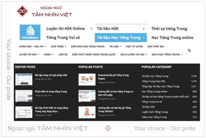 Học tiếng Trung giao tiếp và ôn luyện thi từ trang web ChineMaster