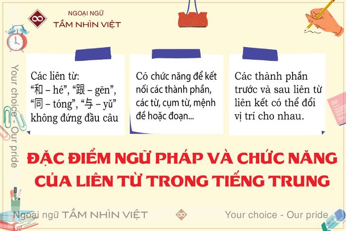 Đặc điểm ngữ pháp của từ liên kết trong tiếng Trung