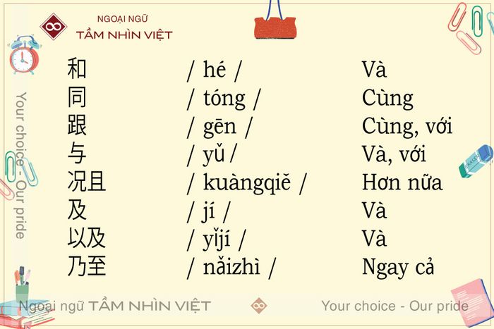 Liên từ biểu thị mối quan hệ phối hợp