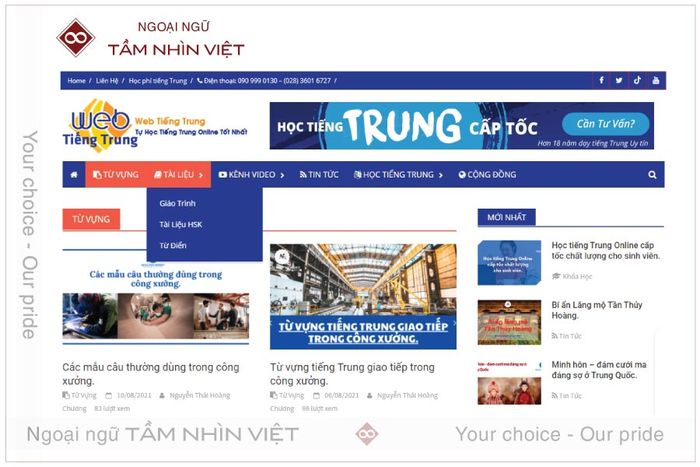 Trang web học tiếng Trung online Web tiengtrung