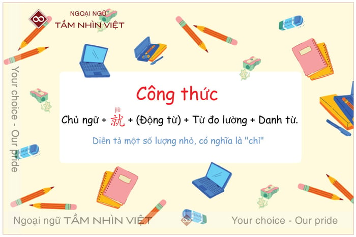 Công thức sử dụng jiu để miêu tả một lượng nhỏ