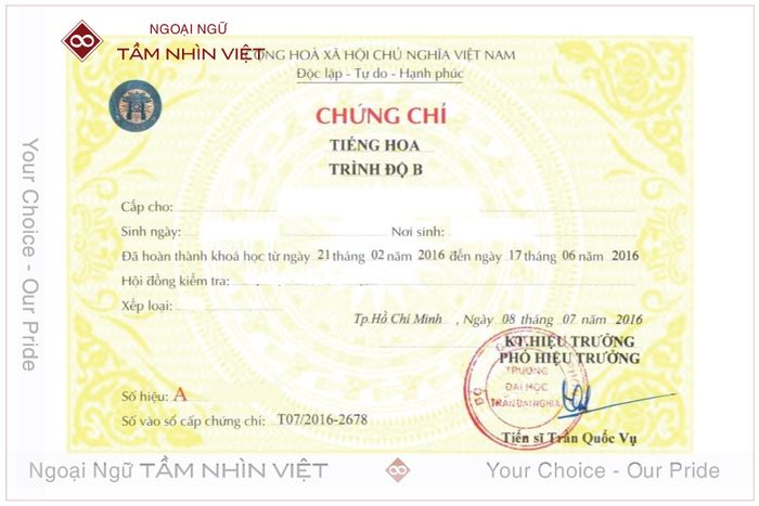 Chứng chỉ A B C quốc gia tiếng Trung