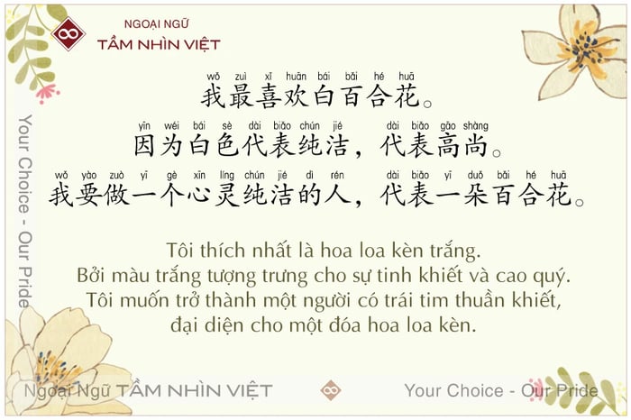 Phương pháp miêu tả hoa bằng tiếng Trung đơn giản