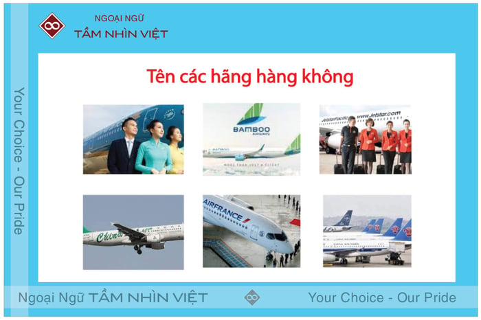 tên các hãng máy bay bằng tiếng Trung