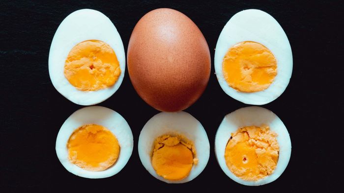 Hard-boiled eggs, halved