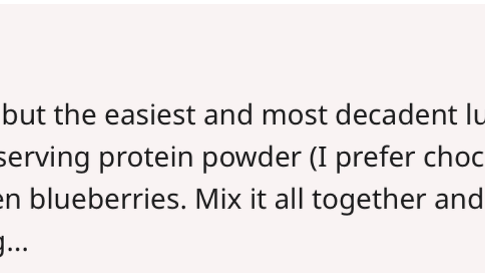 I know I’m joining this discussion late, but the simplest and most indulgent lunch idea is combining 1 cup of non-fat Greek yogurt, 1 serving of protein powder (I love chocolate peanut butter flavor), 1 cup of frozen strawberries, and 1 cup of frozen blueberries. Mix it all together, and it stays chilled for hours. It’s incredibly healthy, satisfying, and tastes delicious.