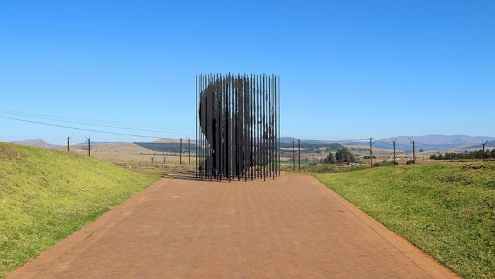 A memorial to Nelson Mandela stands in Howick, South Africa, at the site where the activist was captured in 1962.