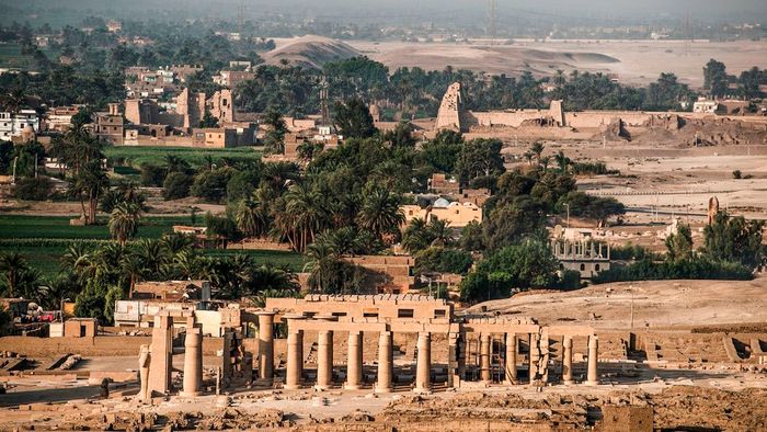 The Ramesseum temple stands as a breathtaking monument in Luxor, in southern Egypt.