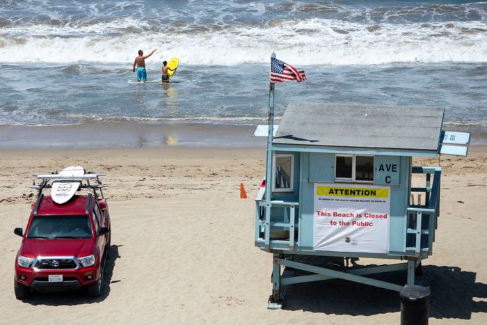 A view from Redondo Beach, CA, on July 2, just before the beach closed for the July 4th weekend.