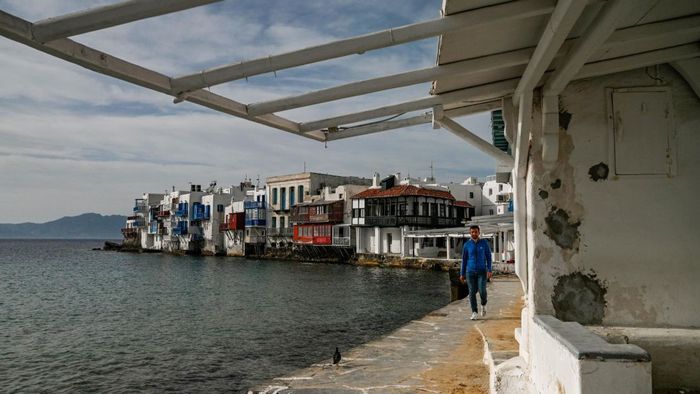 The party island of Mykonos, shown here in May 2020, earned less than a third of its usual tourism revenue last year.